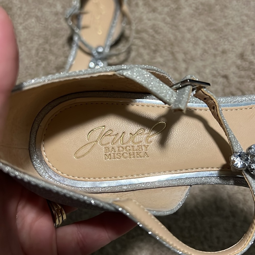 Sparkling Silver Pointed Toe T-Strap Flats - Women - Picture 4 of 7